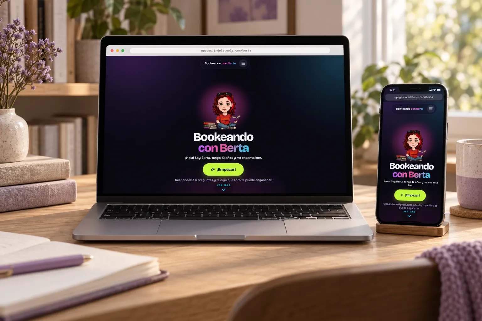 Web de Bookeando con Berta, diseñada por Índole