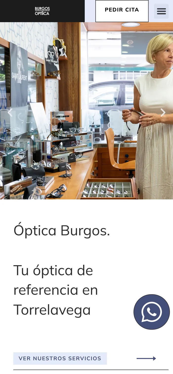 Web de Óptica Burgos en el móvil