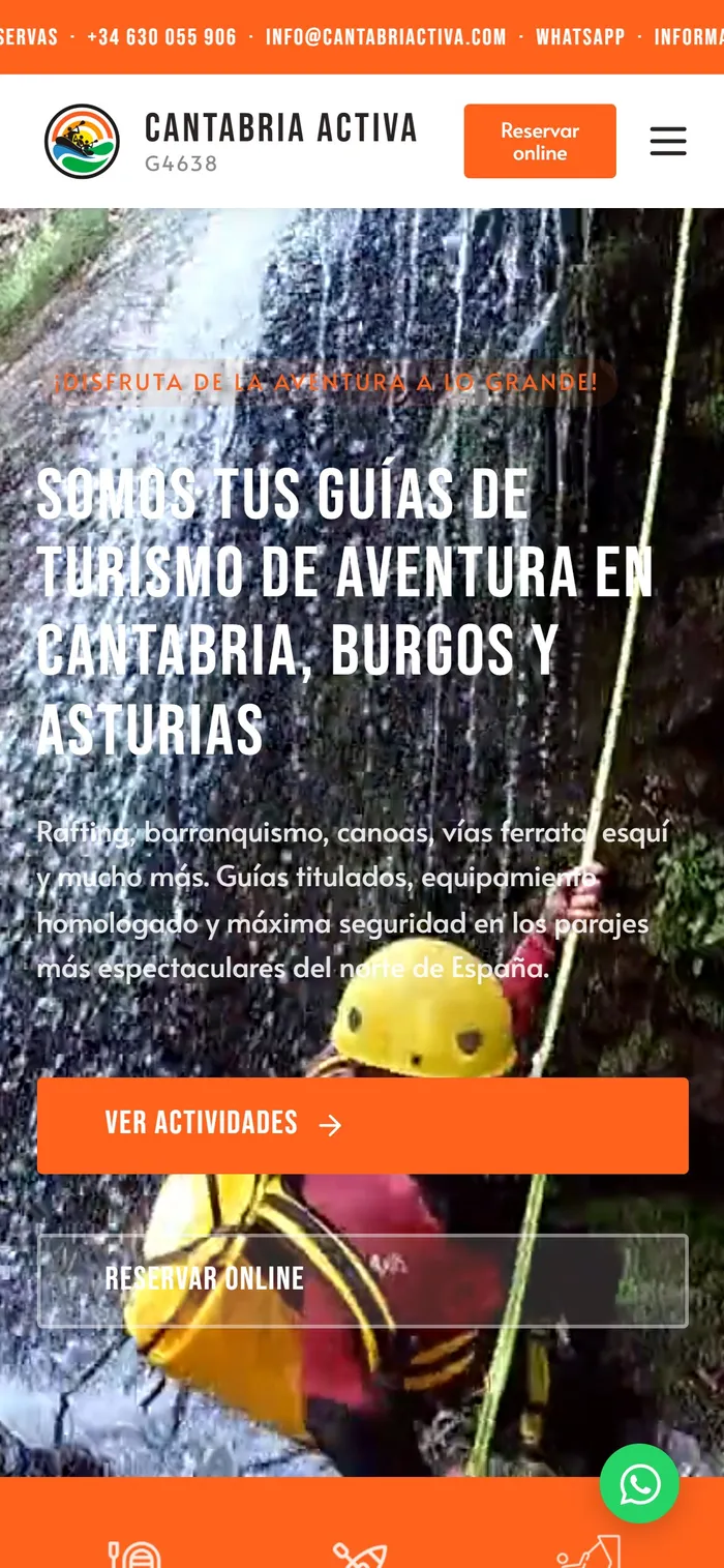 Web de Cantabria Activa en el móvil