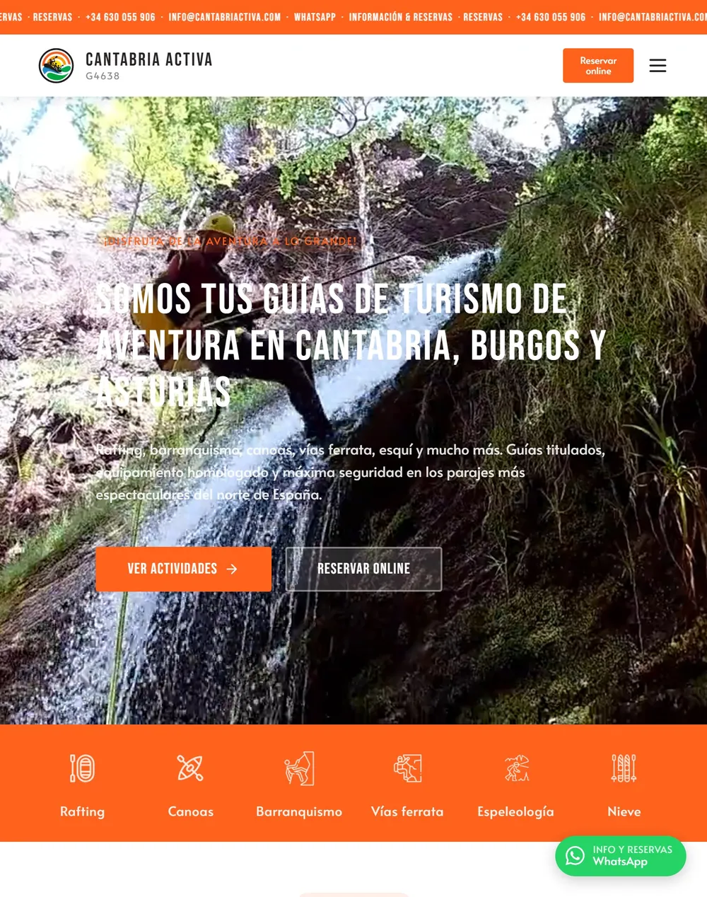 Web de Cantabria Activa en la tableta
