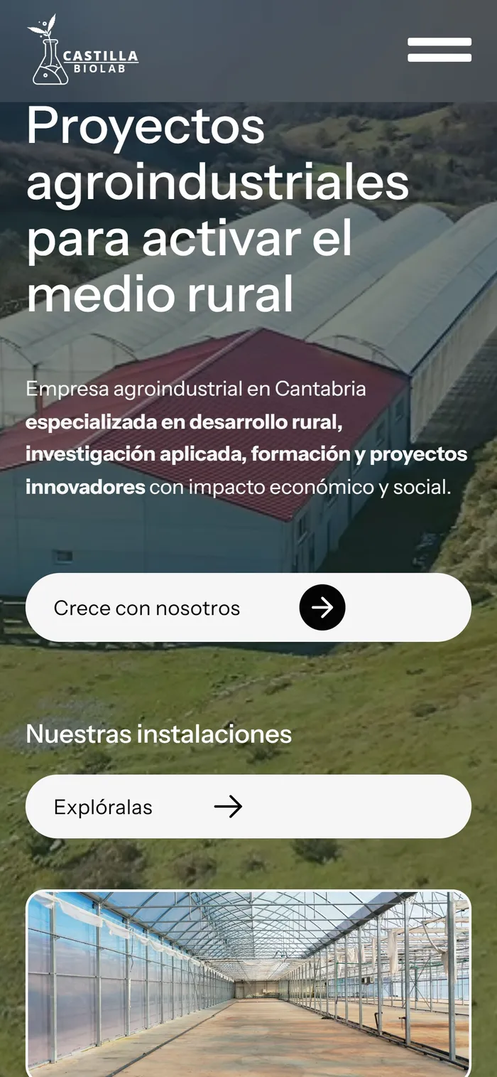 Web de Castilla Bio Lab en el móvil