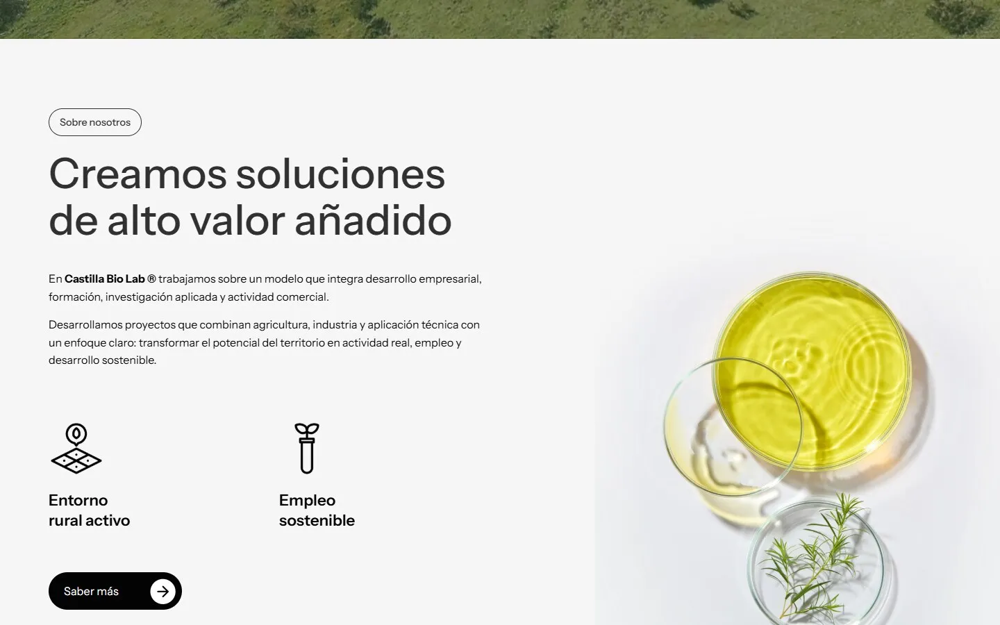 Una sección de la web de Castilla Bio Lab