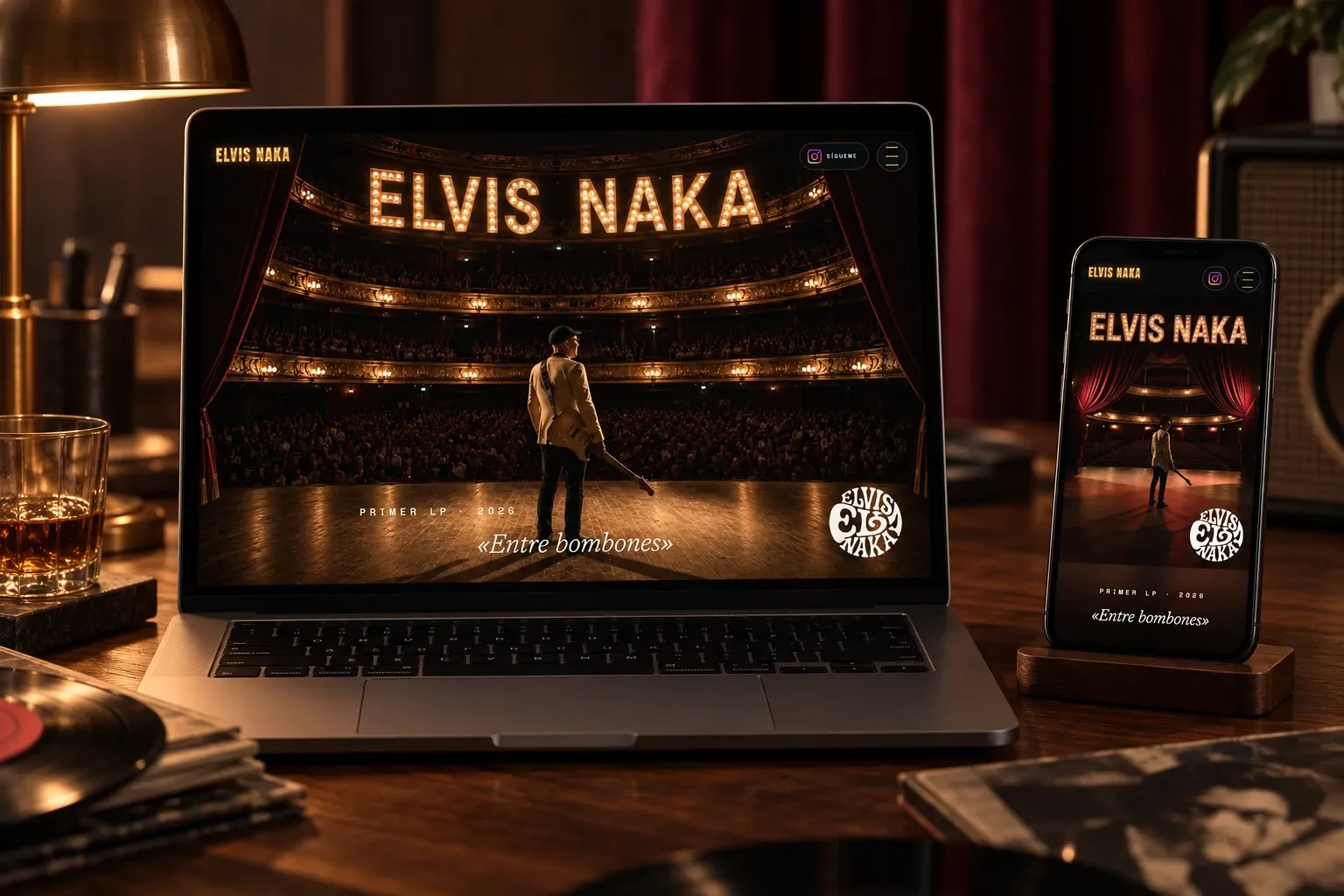 Web de Elvis Naka — Entre bombones, diseñada por Índole