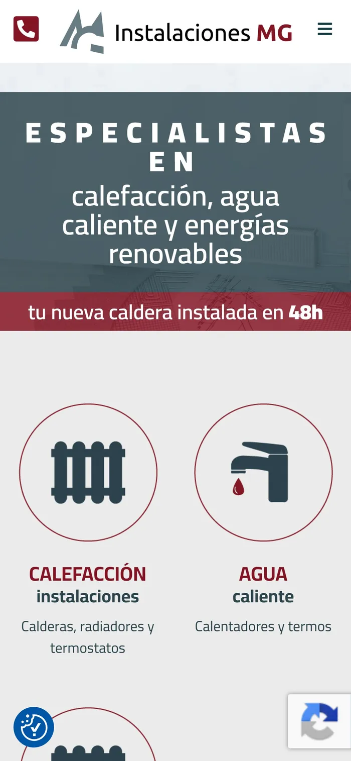Web de Fontanería Santander en el móvil