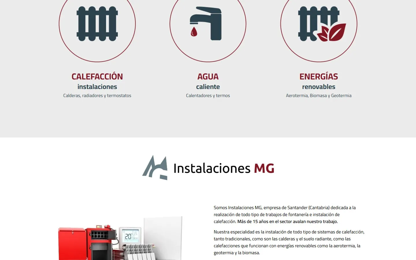 Una sección de la web de Fontanería Santander