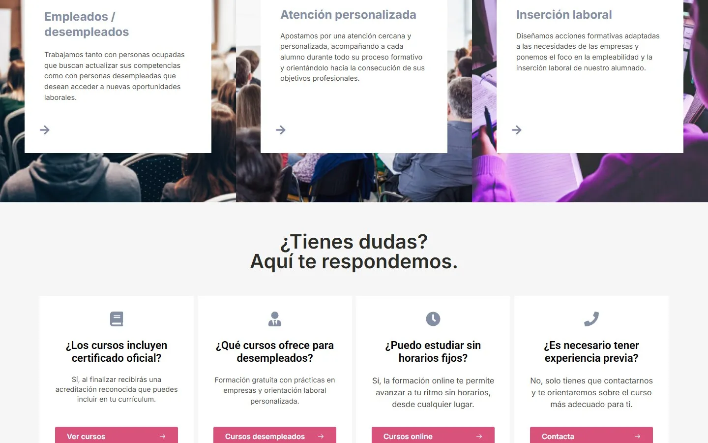 Otra sección de la web de Formaltec