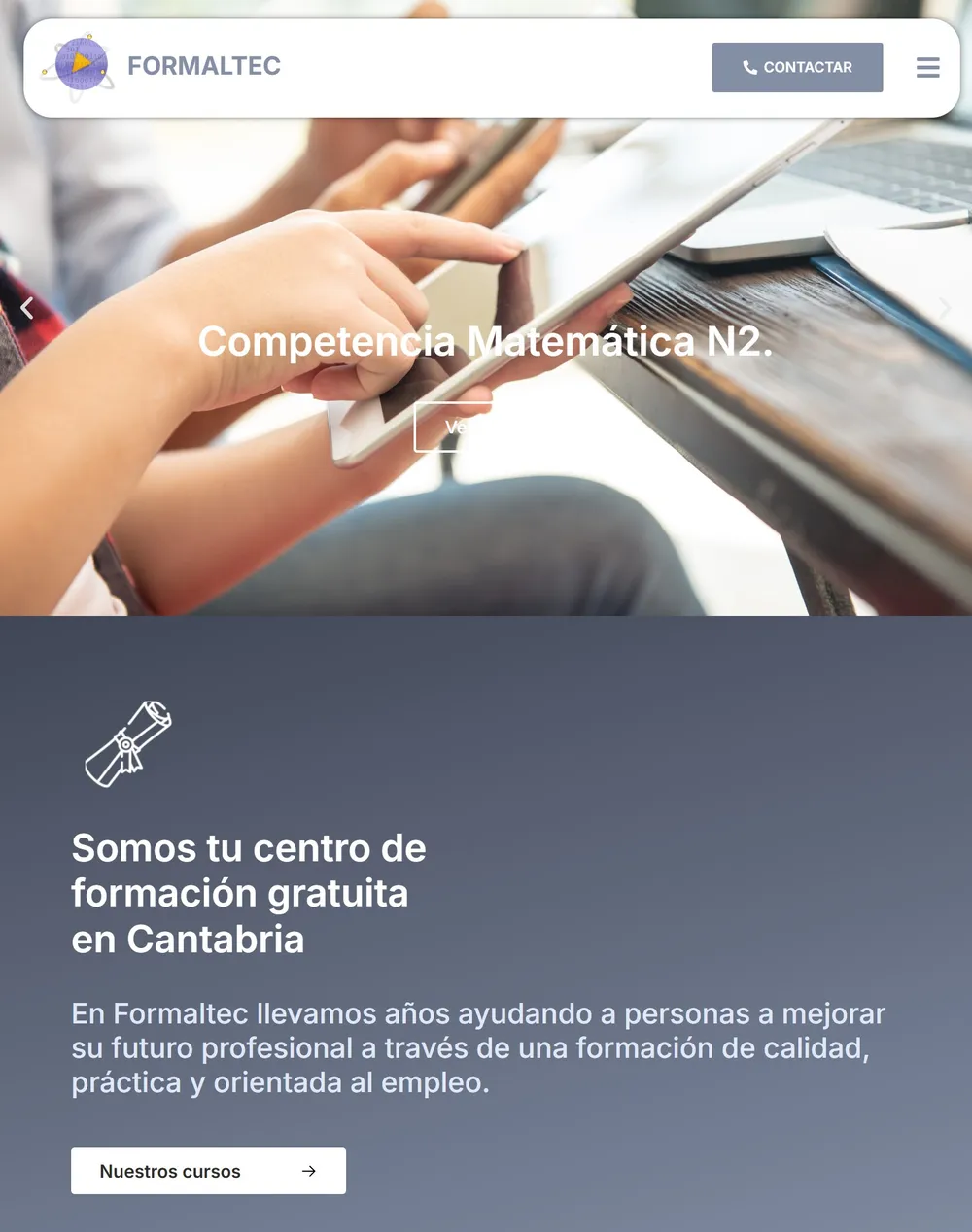 Web de Formaltec en la tableta