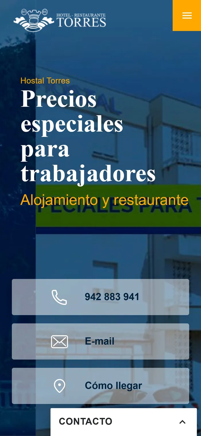 Web de Hostal Restaurante Torres en el móvil