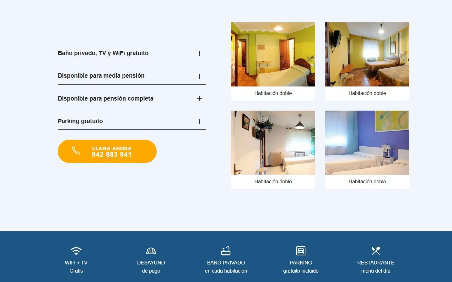 Otra sección de la web de Hostal Restaurante Torres