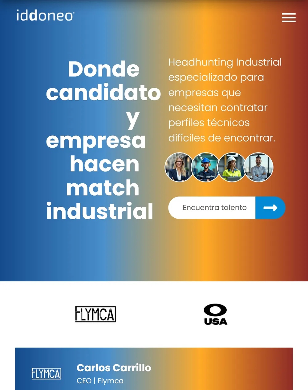 Web de Iddoneo en la tableta