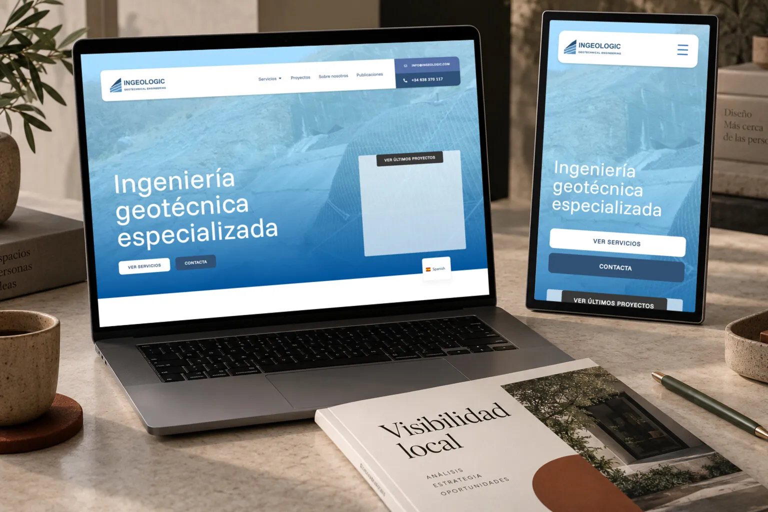 La web de Ingeologic en varias pantallas