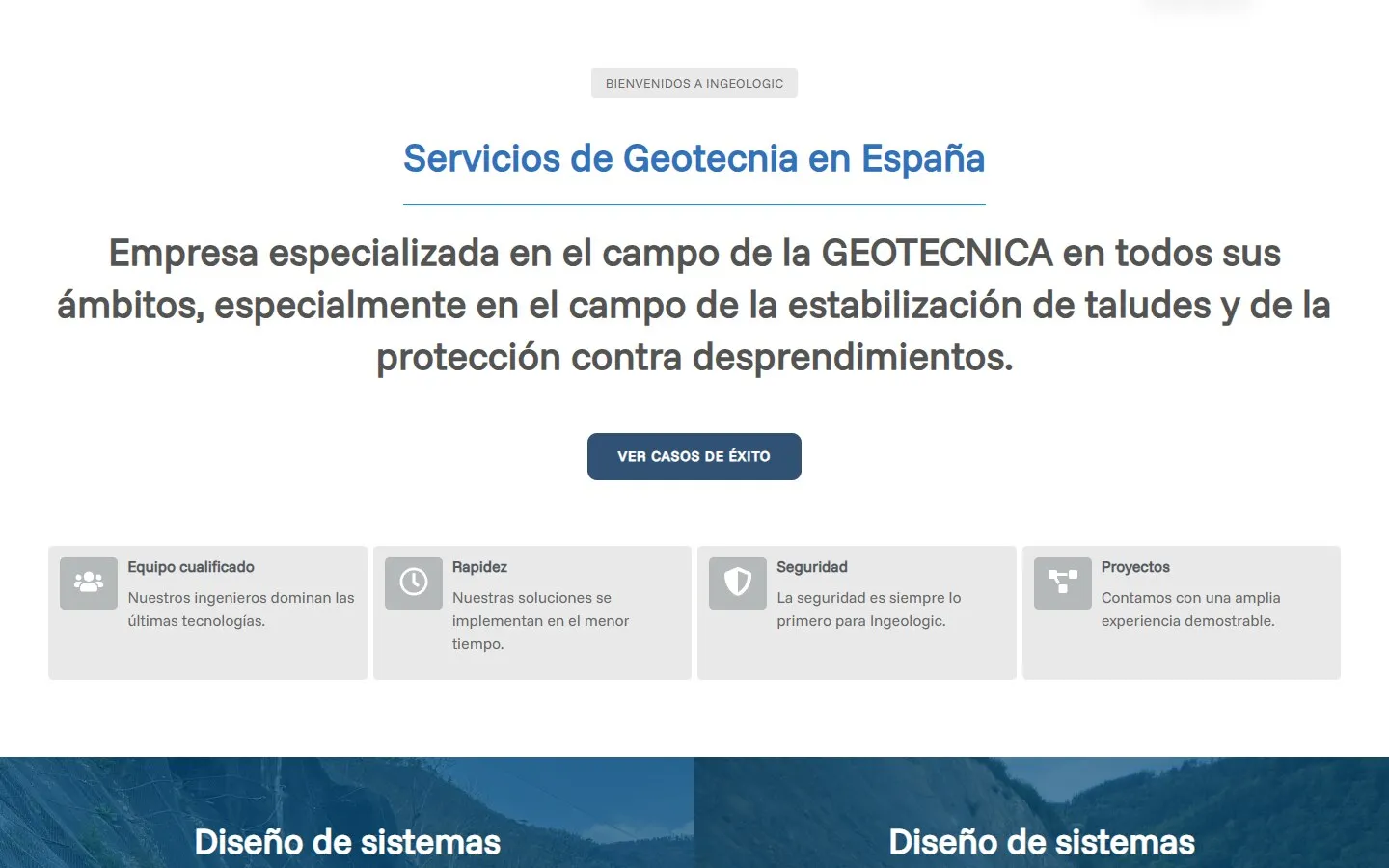 Una sección de la web de Ingeologic