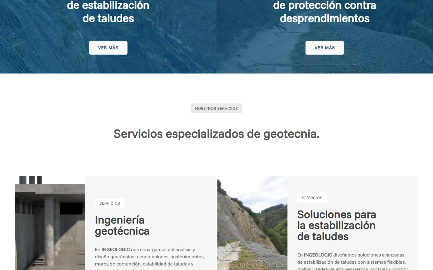 Otra sección de la web de Ingeologic