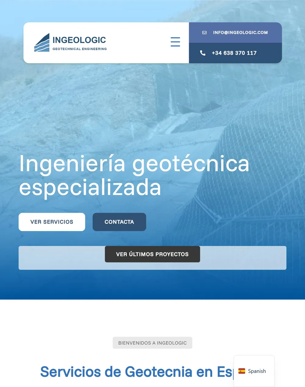 Web de Ingeologic en la tableta