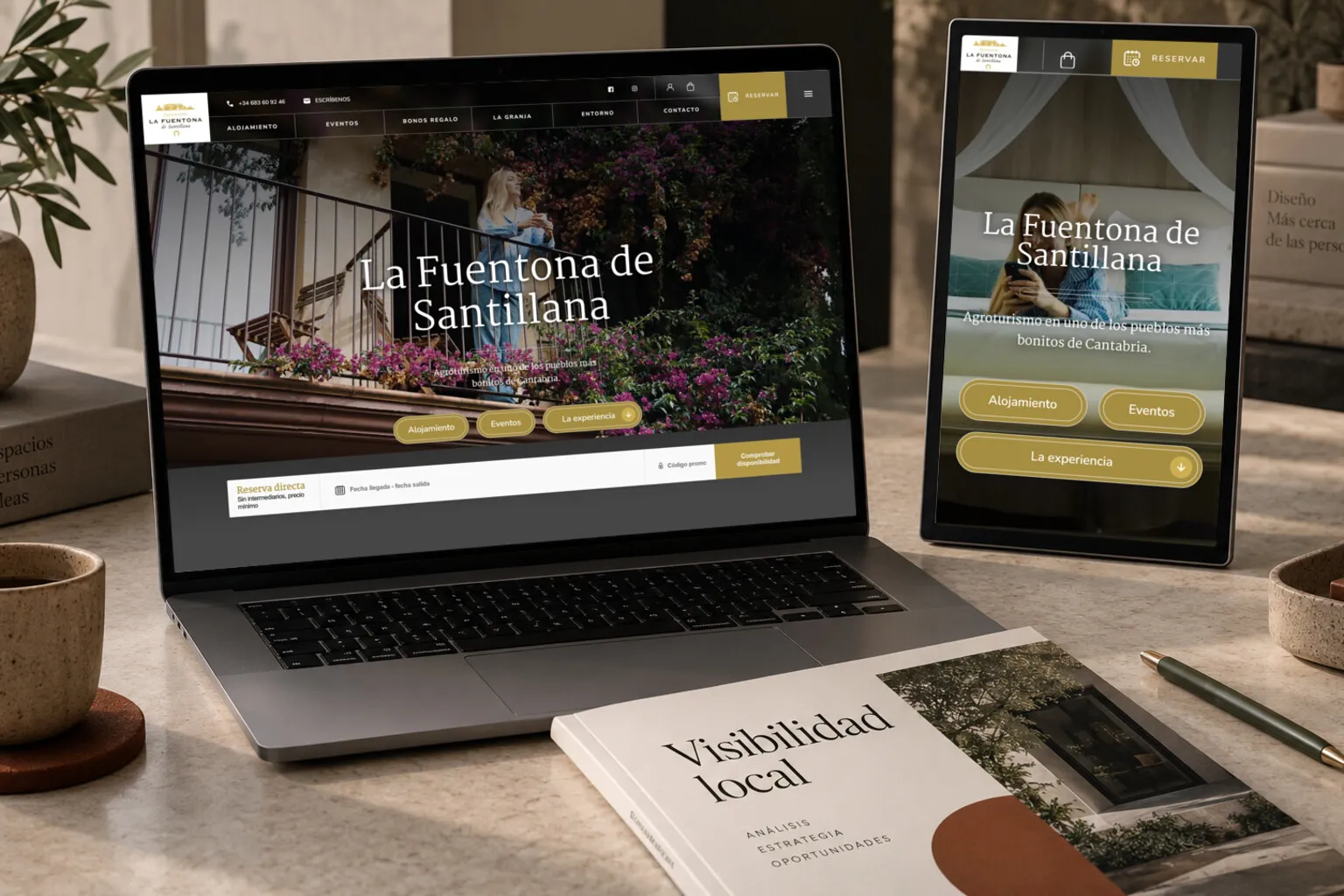 La web de La Fuentona de Santillana en varias pantallas