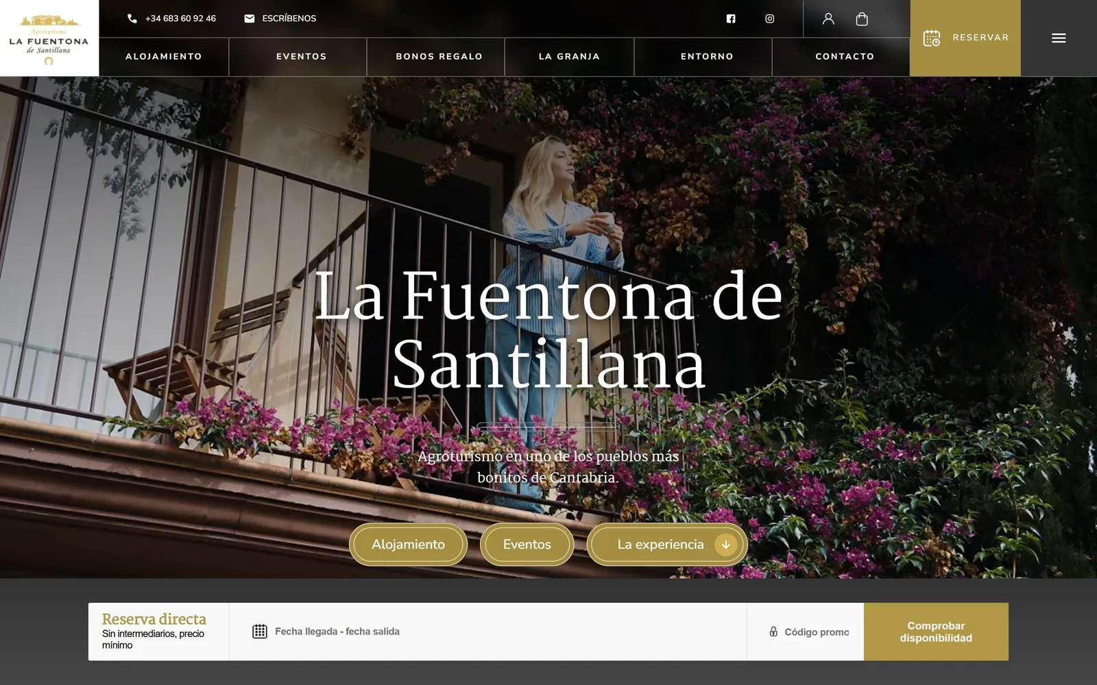 Web de La Fuentona de Santillana, diseñada por Índole
