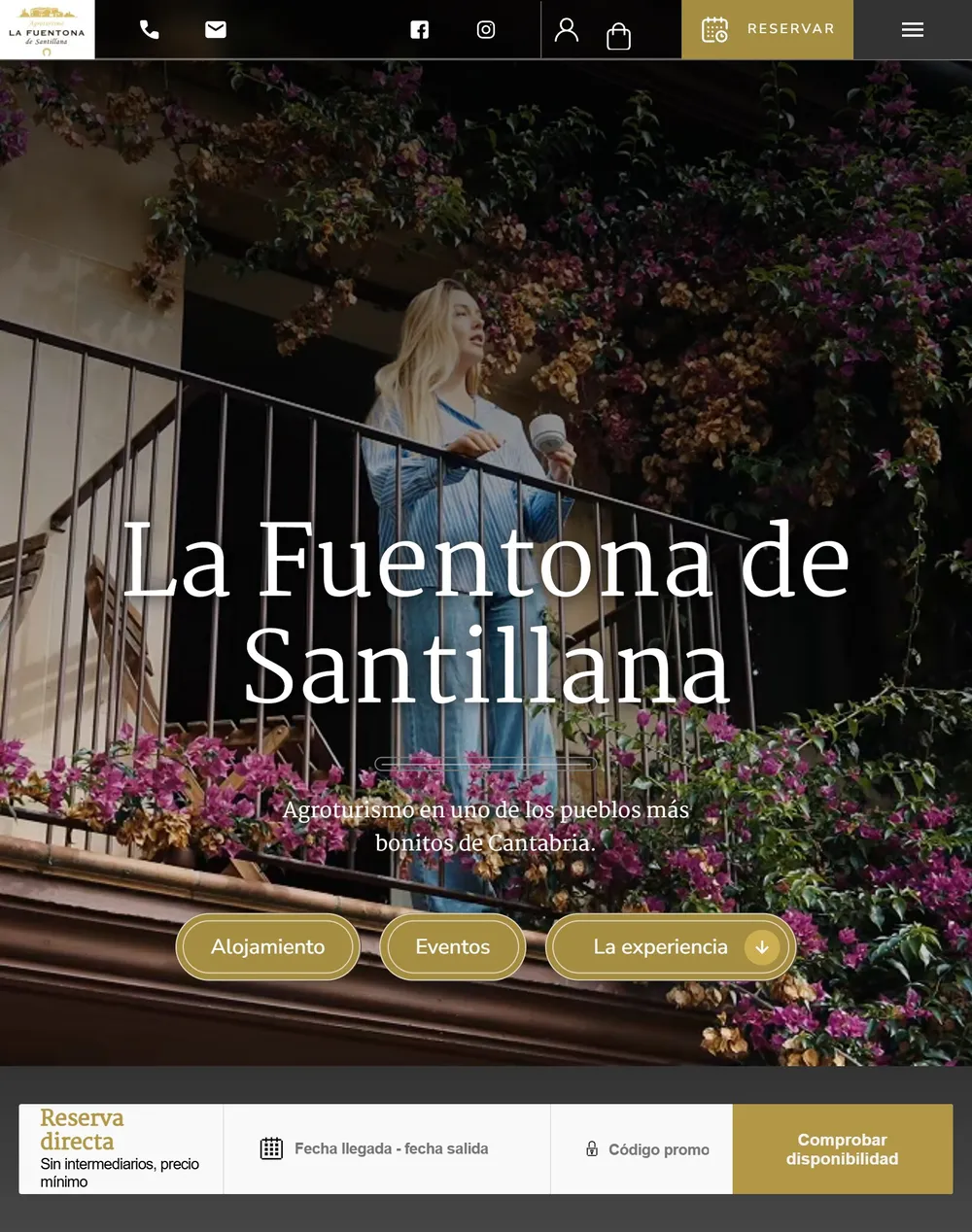 Web de La Fuentona de Santillana en la tableta