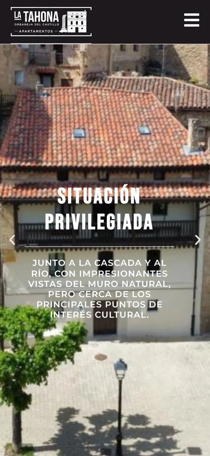 Web de La Tahona de Orbaneja en el móvil