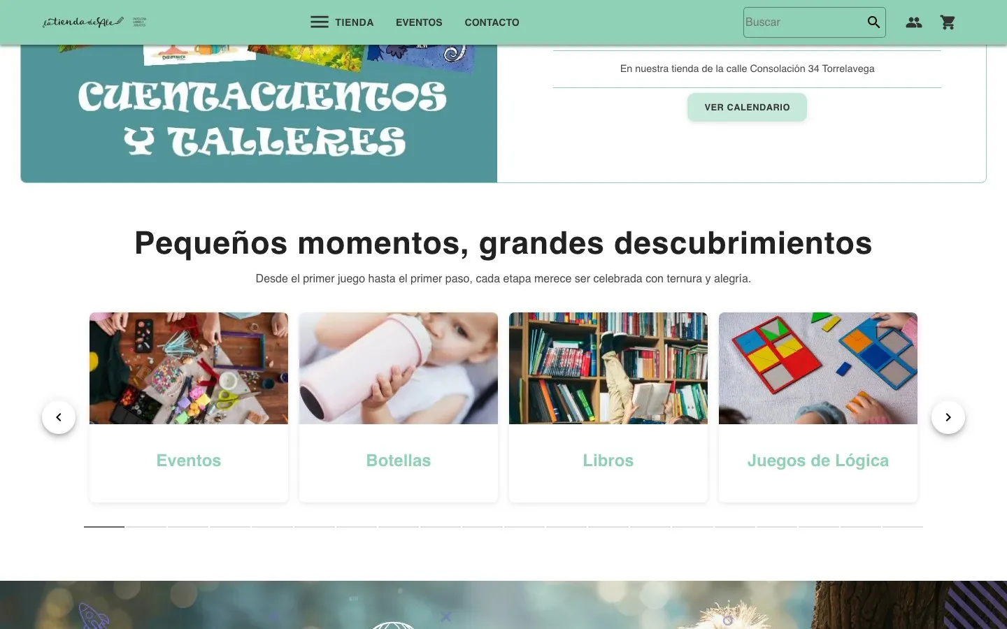 Otra sección de la web de La Tienda de Ale