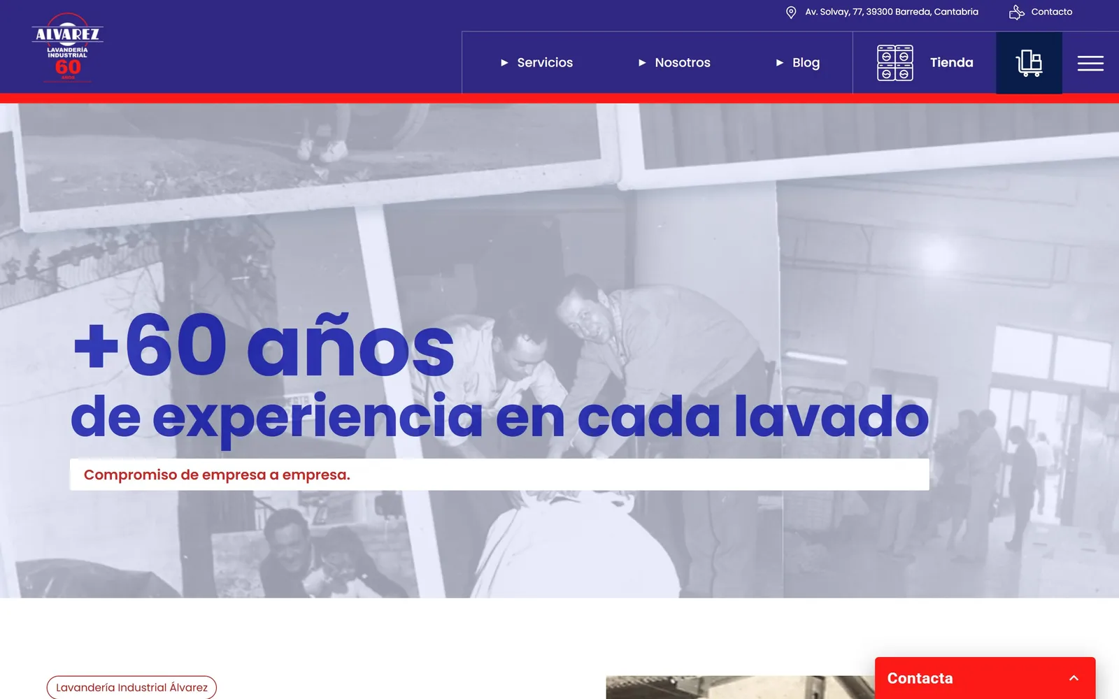 Web de Lavandería Industrial Álvarez en el ordenador, diseñada por Índole