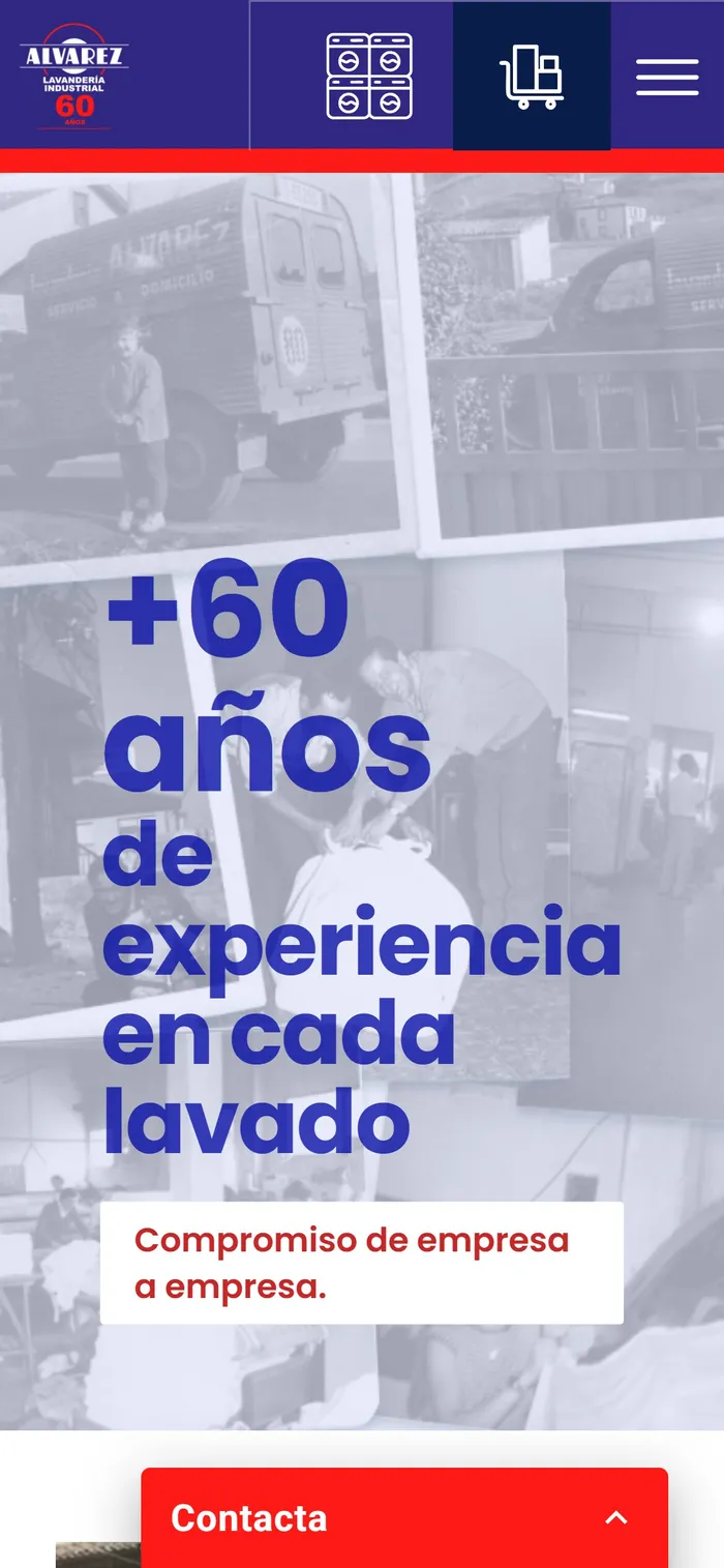 Web de Lavandería Industrial Álvarez en el móvil