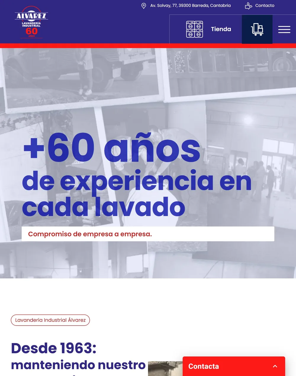 Web de Lavandería Industrial Álvarez en la tableta