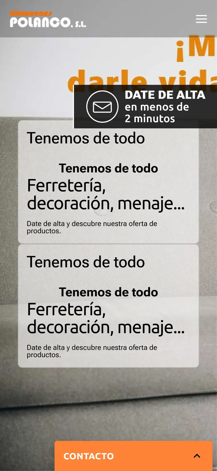 Web de Mayorista Bazar · Almacenes Polanco en el móvil