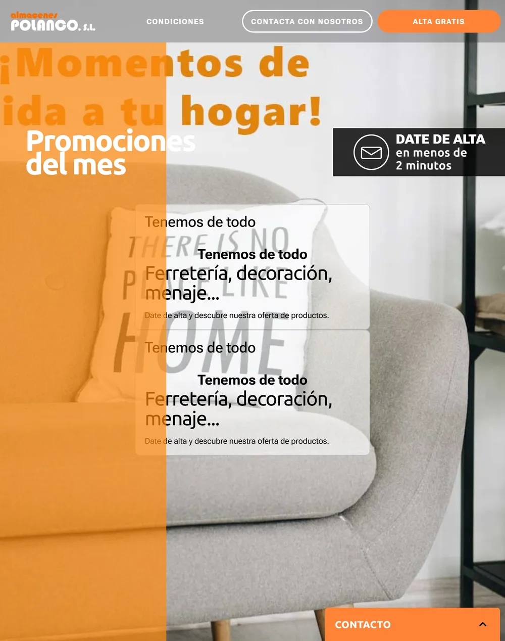 Web de Mayorista Bazar · Almacenes Polanco en la tableta