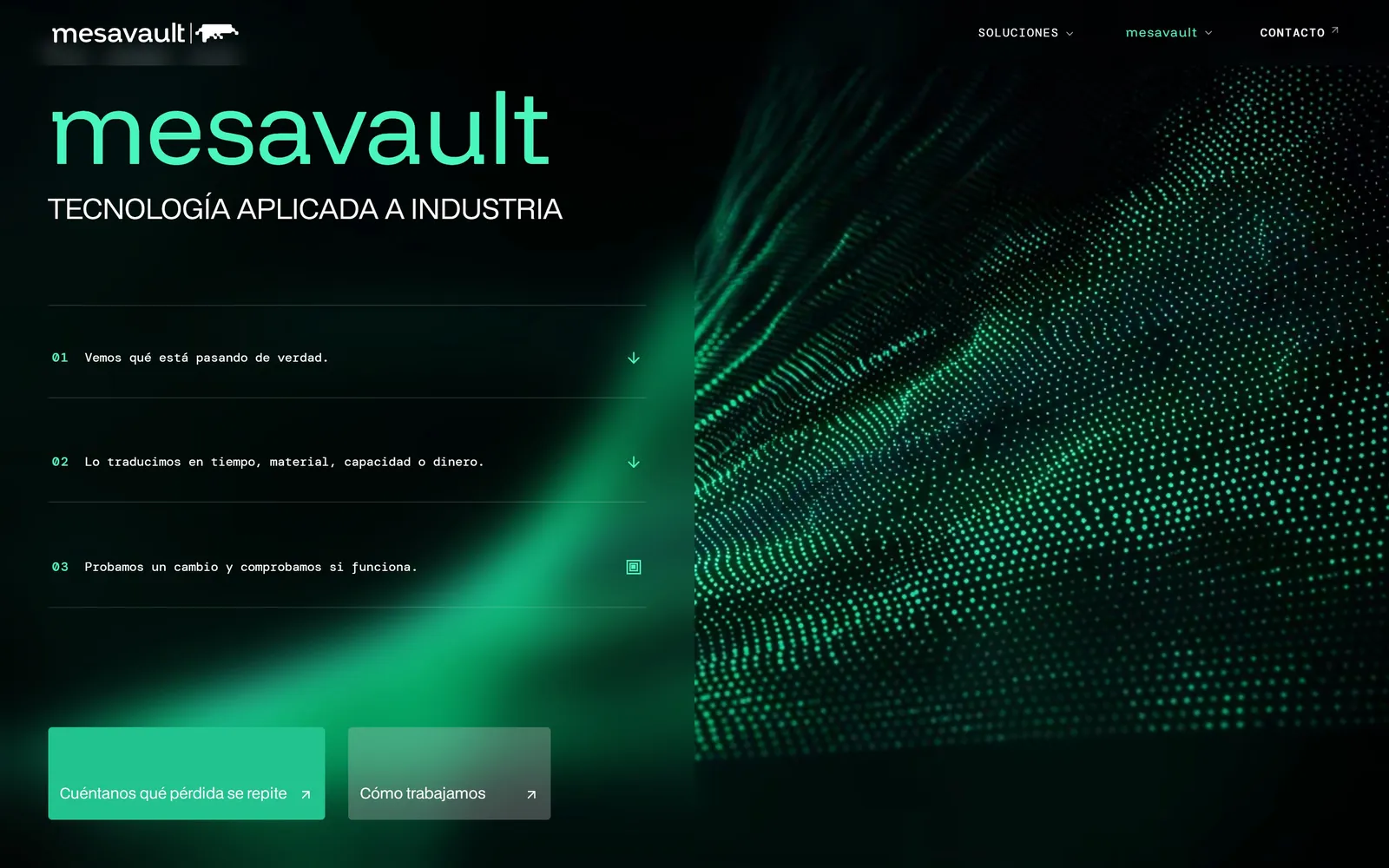 Web de Mesavault, diseñada por Índole