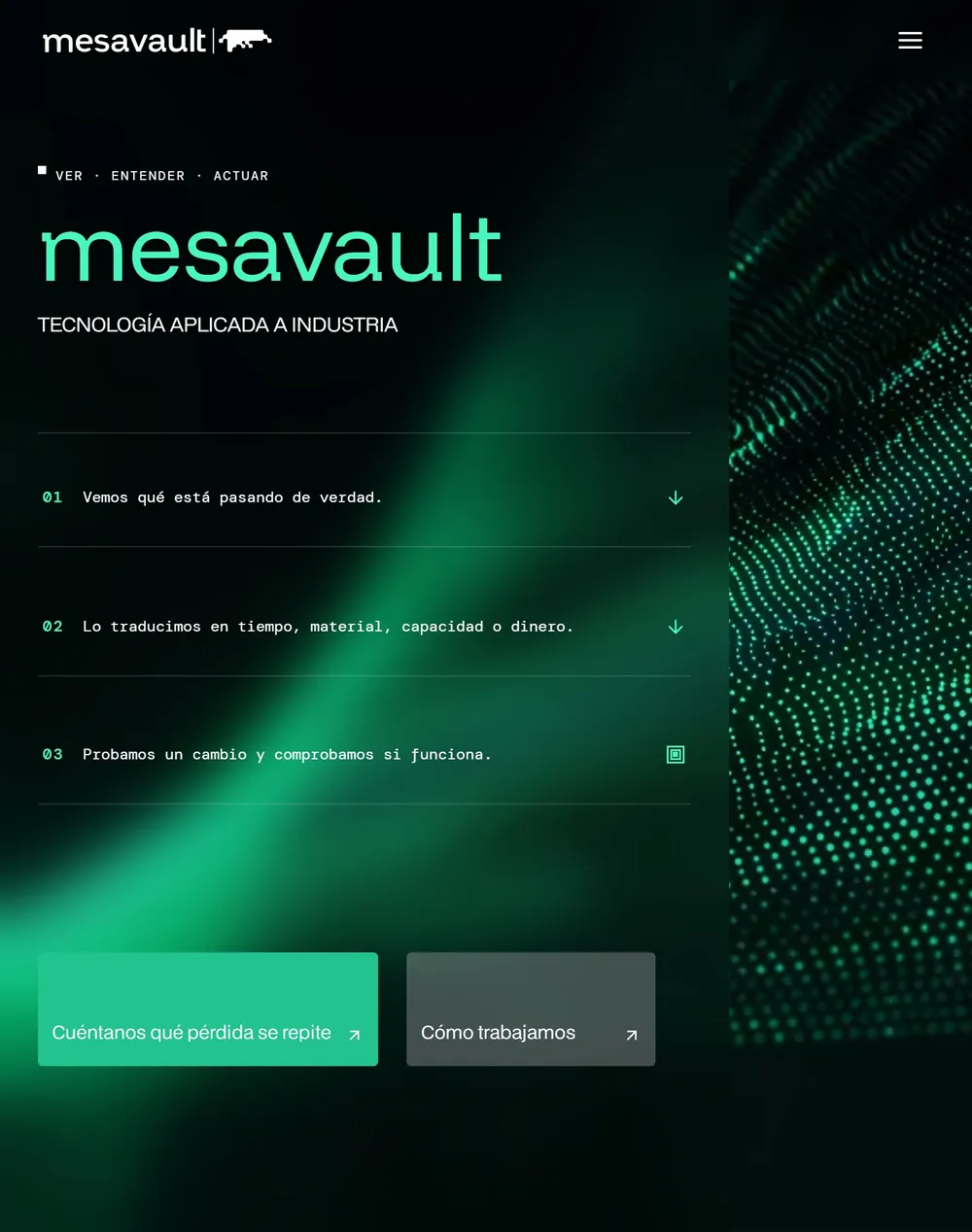 Web de Mesavault en la tableta