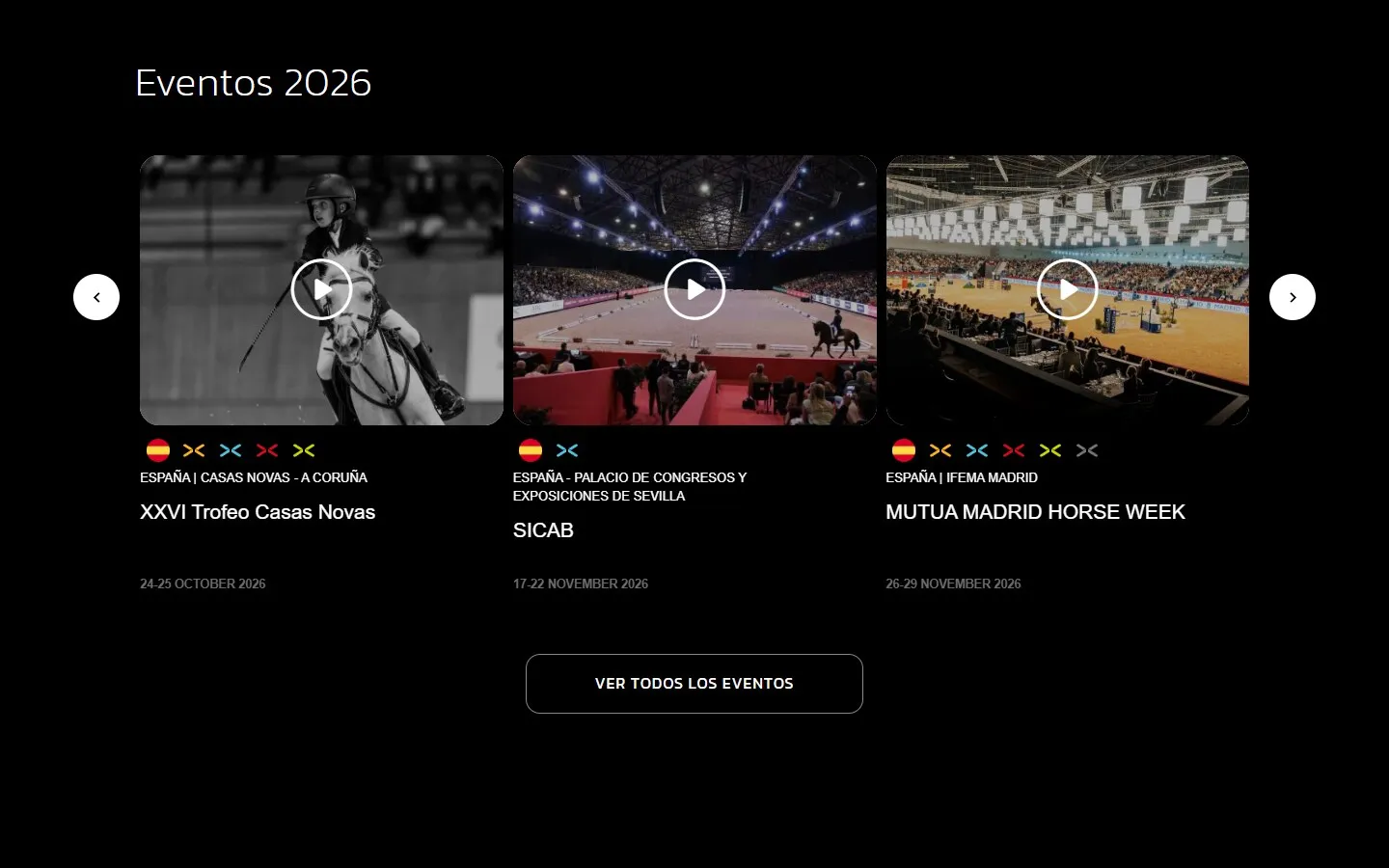 Una sección de la web de Oxer Sport