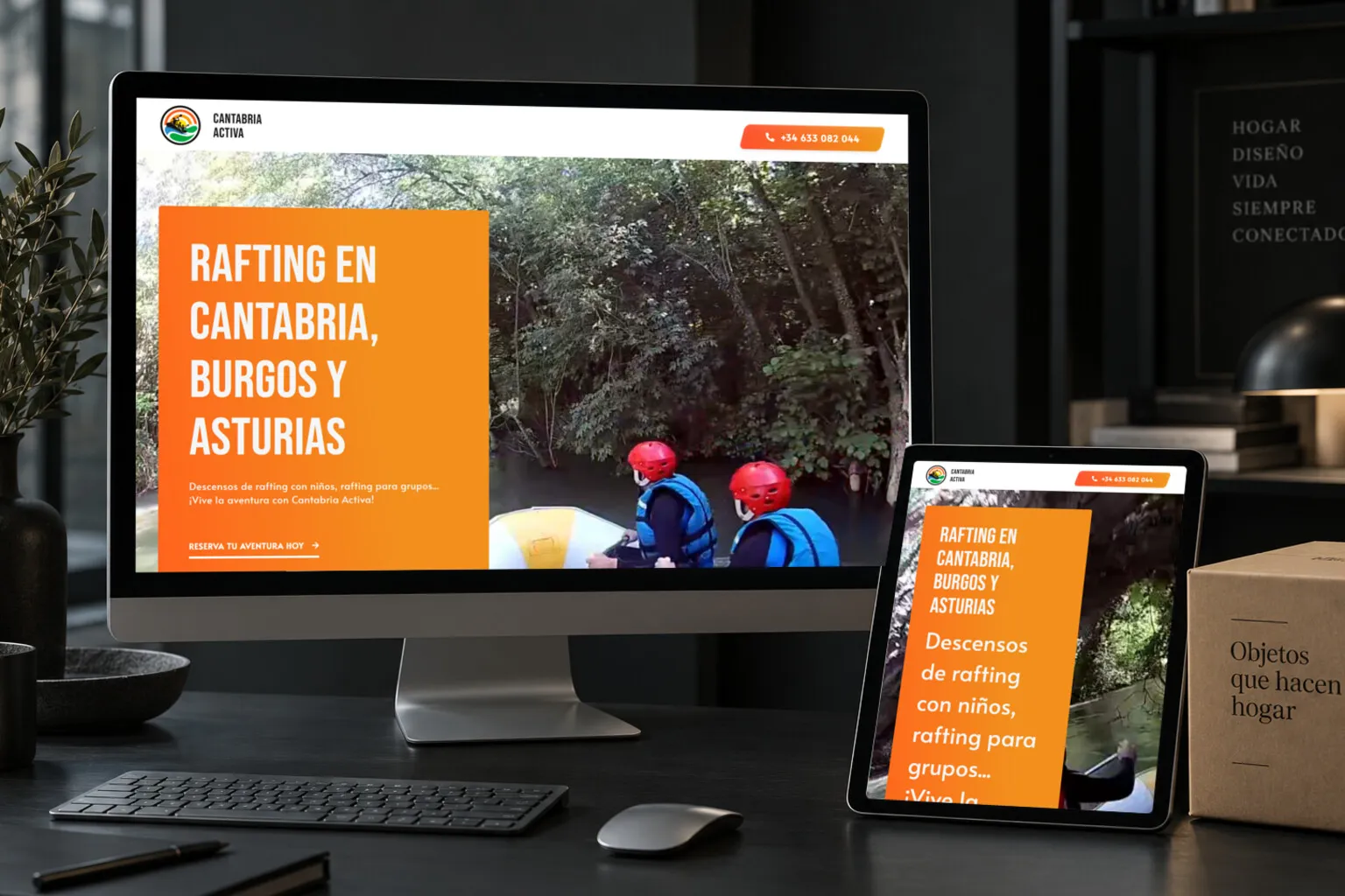 La web de Rafting en Cantabria en varias pantallas