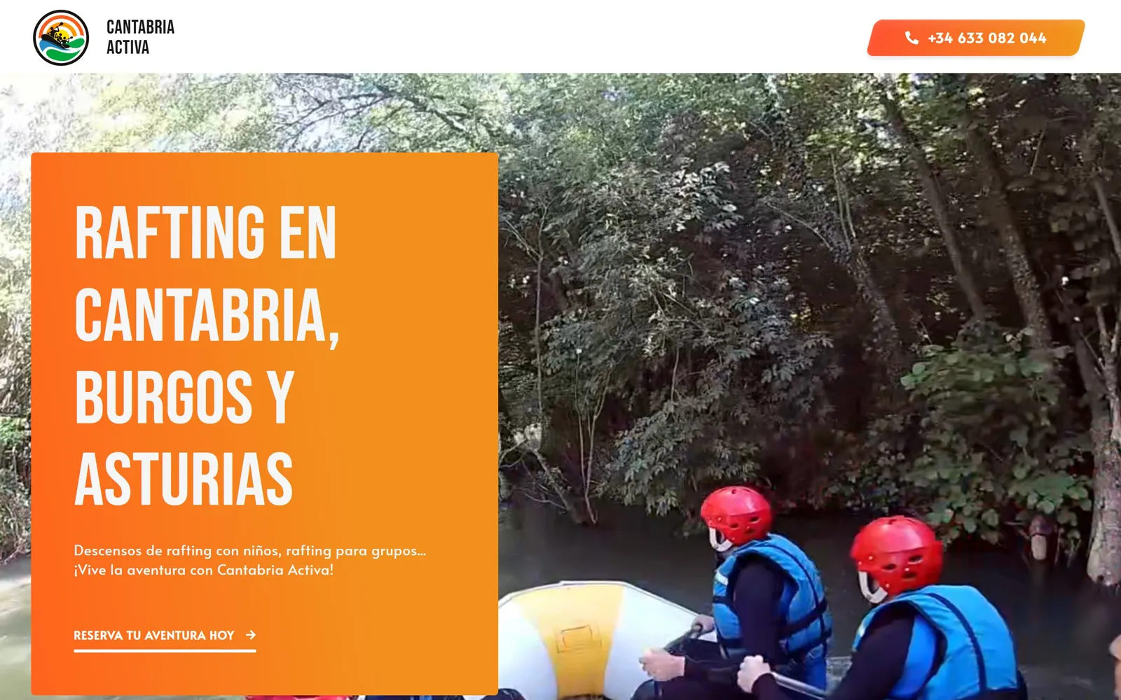Web de Rafting en Cantabria, diseñada por Índole
