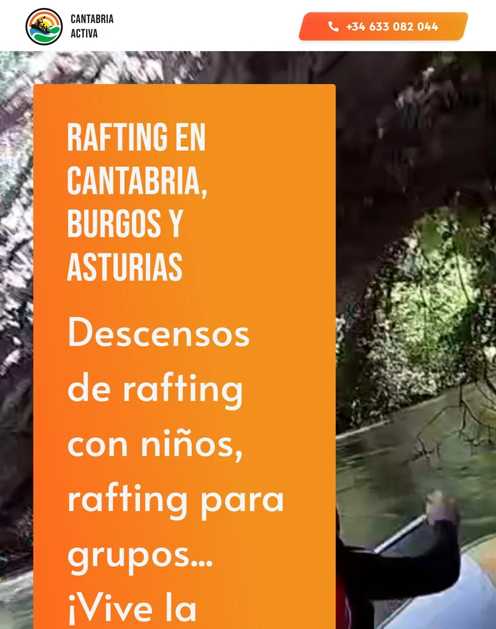 Web de Rafting en Cantabria en la tableta