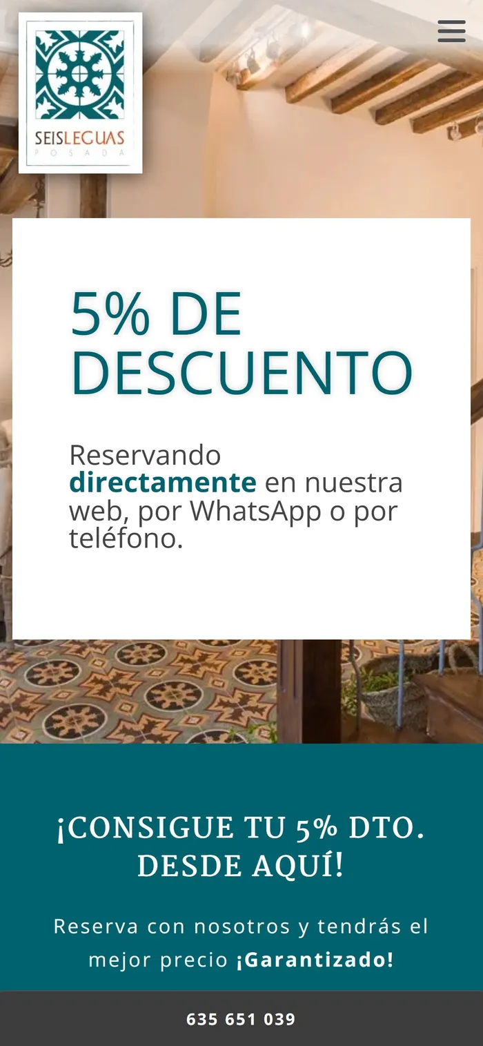 Web de Posada Seis Leguas en el móvil