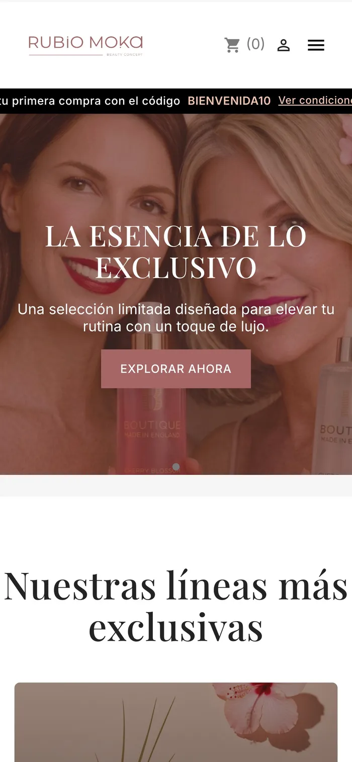 Web de Rubio Moka en el móvil