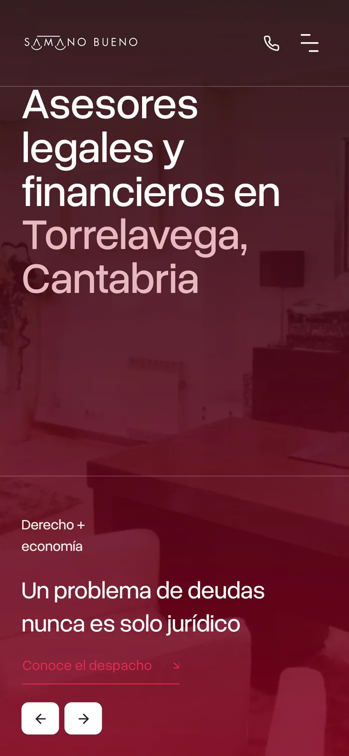Web de Sámano Bueno en el móvil