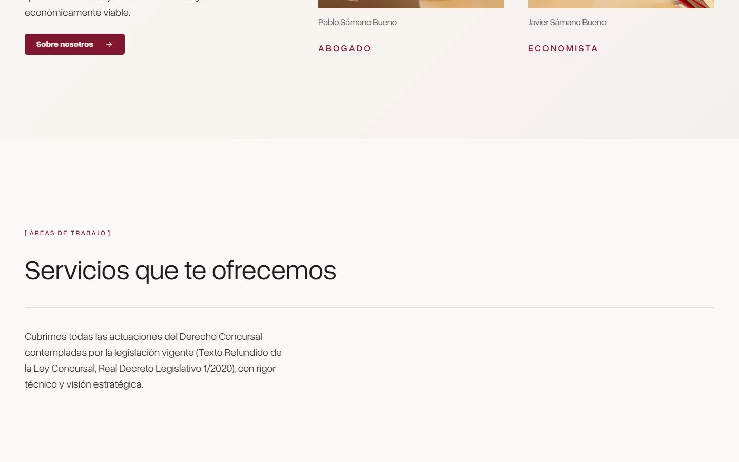 Otra sección de la web de Sámano Bueno