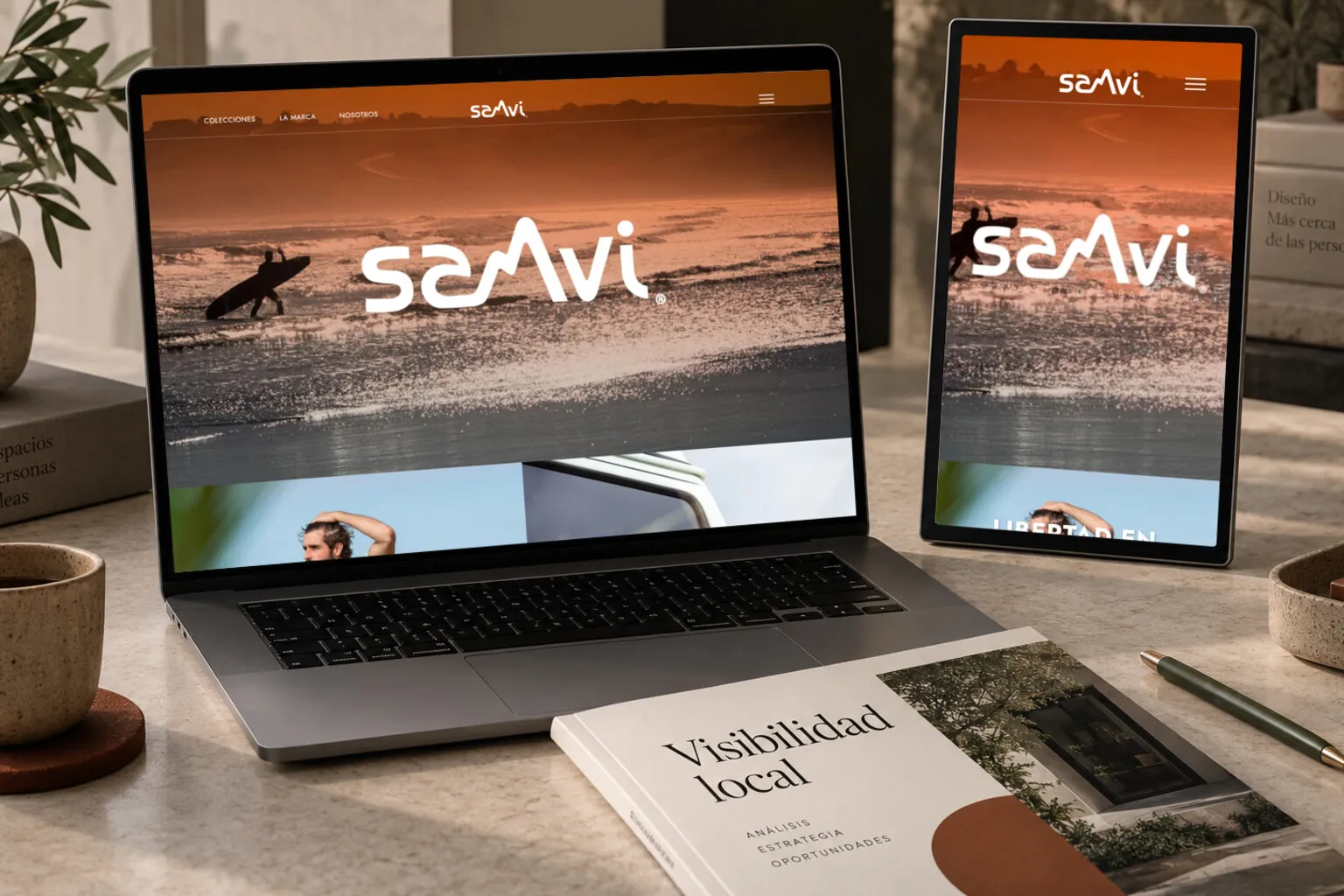 La web de Sanvi Surf en varias pantallas