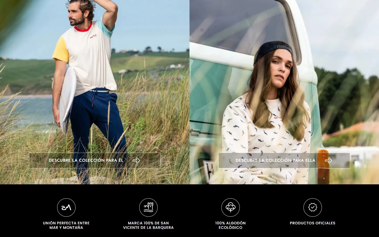 Una sección de la web de Sanvi Surf