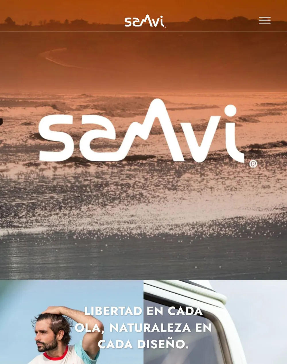 Web de Sanvi Surf en la tableta