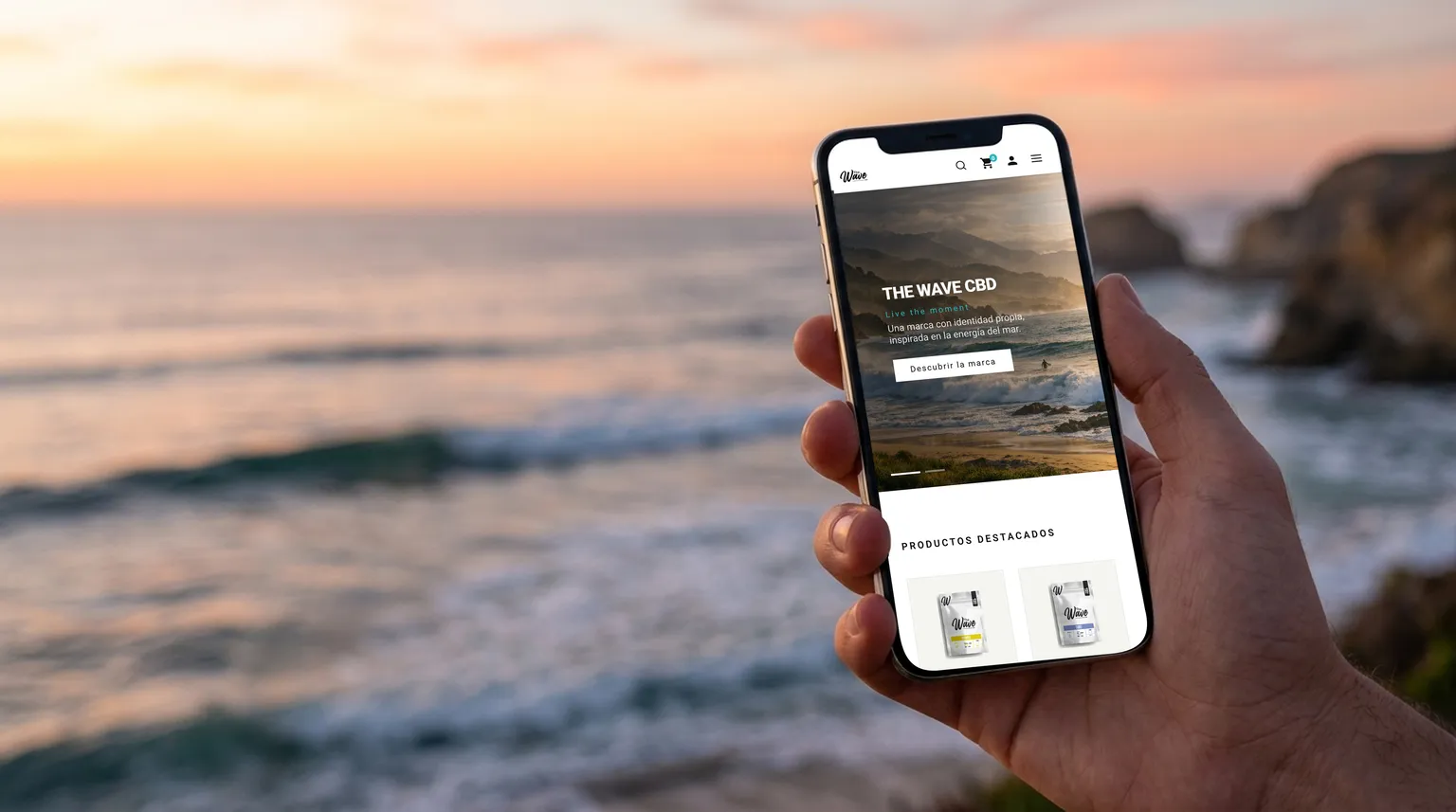 La web de The Wave CBD en varias pantallas