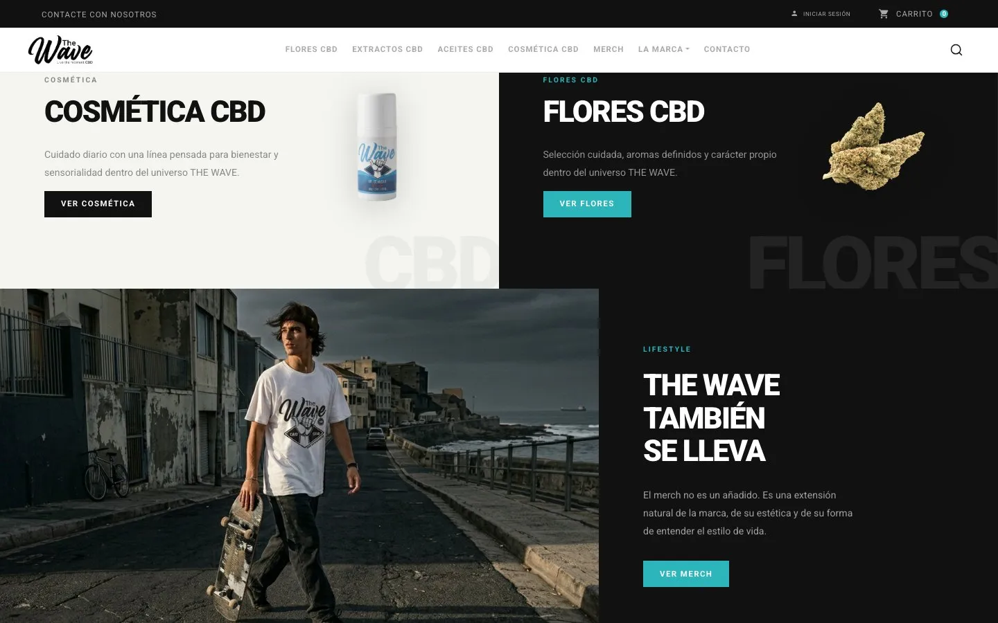 Otra sección de la web de The Wave CBD