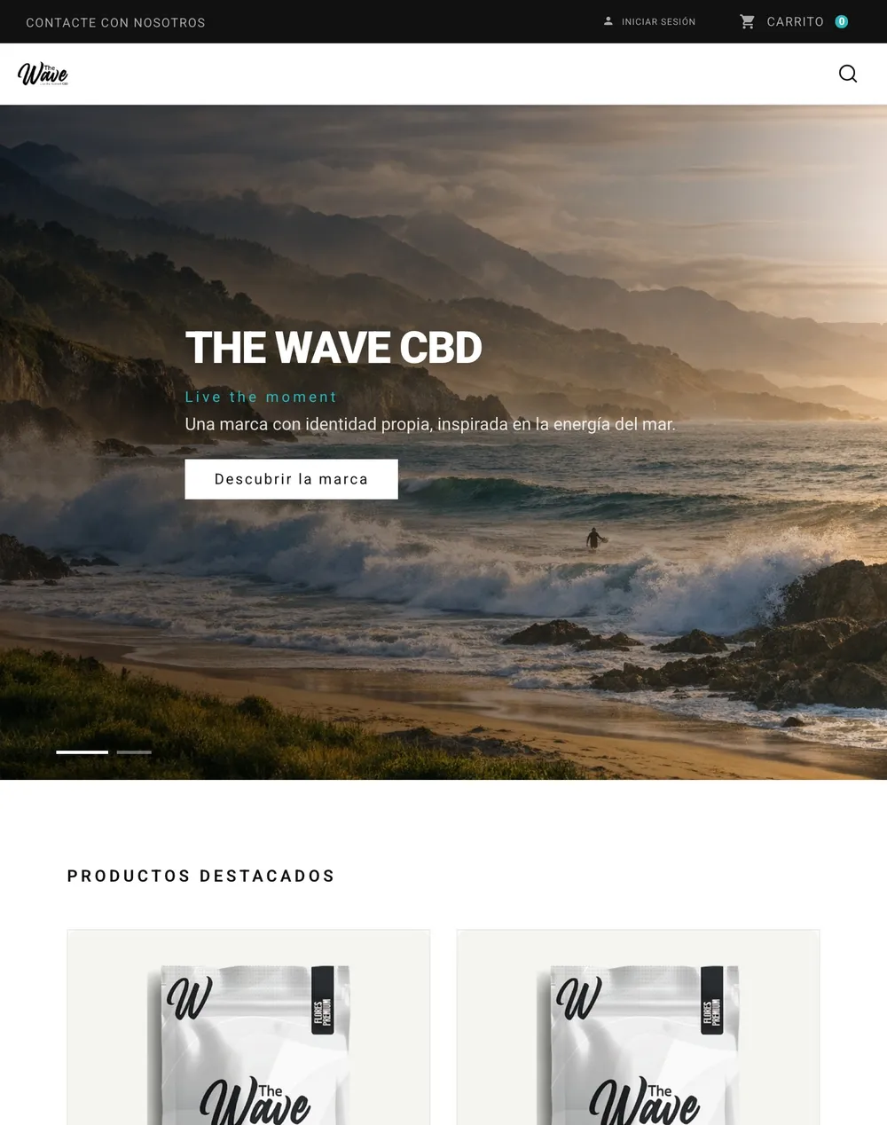 Web de The Wave CBD en la tableta