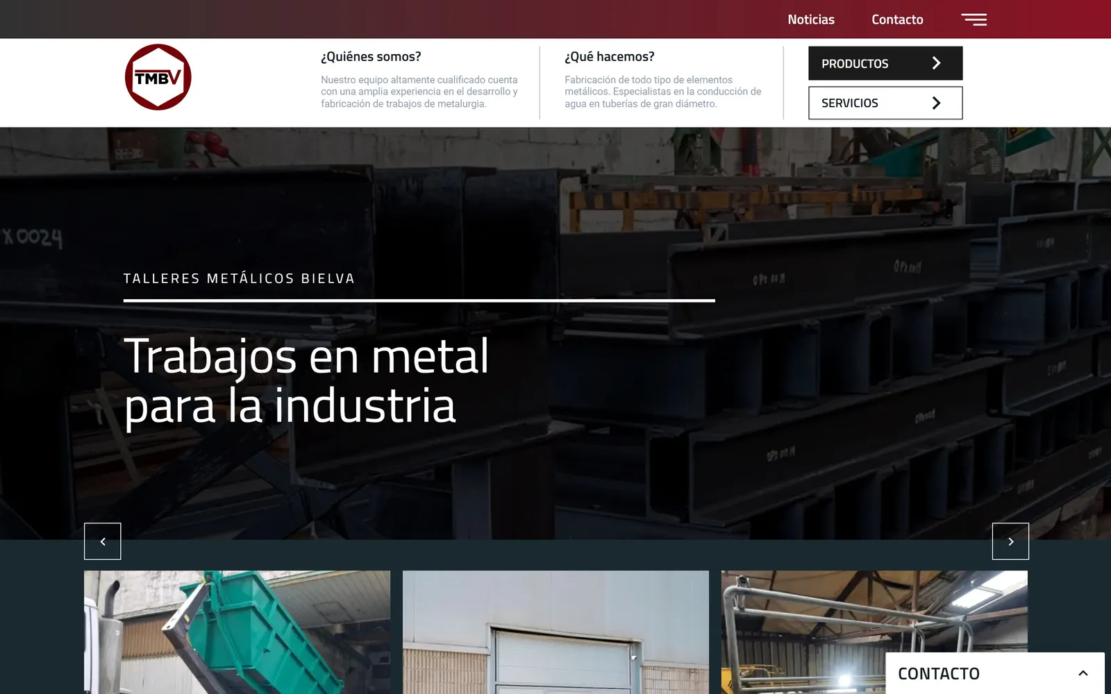 Web de Talleres Metálicos Bielva, diseñada por Índole