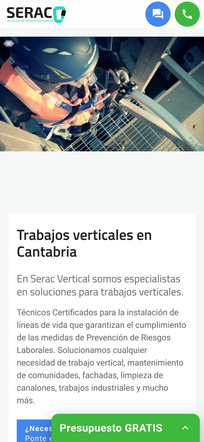 Web de SERAC · Trabajos Verticales Cantabria en el móvil
