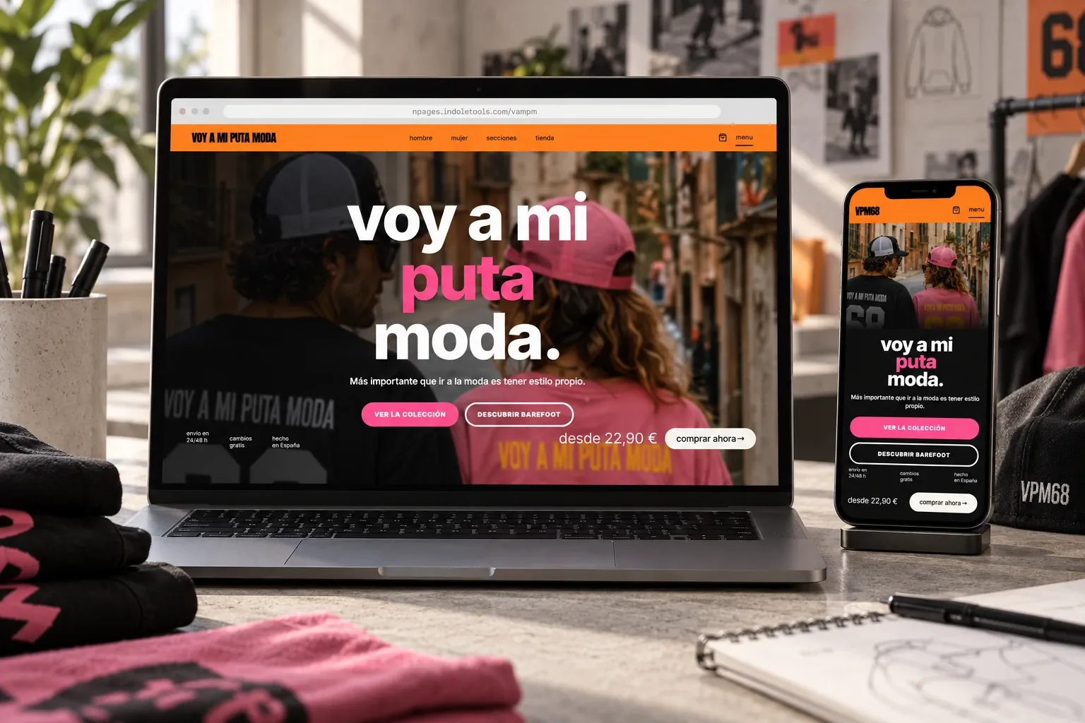 Web de VOY A MI PUTA MODA · VPM68, diseñada por Índole